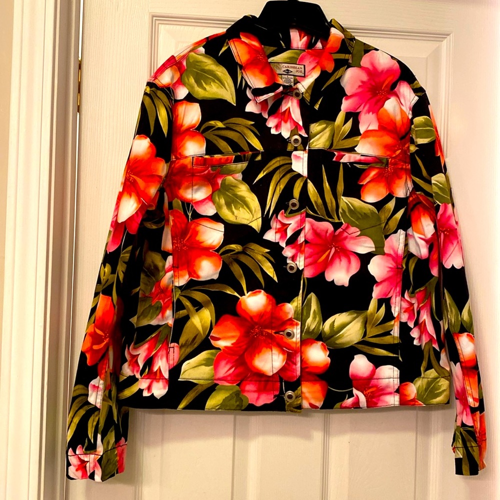 Caribbean Joe jacket, size large, multicolor, floral